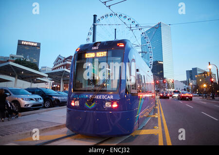 `Downtown Atlanta in Georga USA Atlanta Streetcar, or simply the Downtown Loop, is a streetcar line in Atlanta, Georgia, United Stock Photo